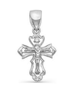 Крестик с 4 бриллиантами из белого золота Мастер бриллиант