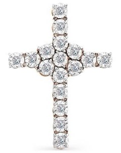 Крестик с 17 бриллиантами из белого золота Мастер бриллиант