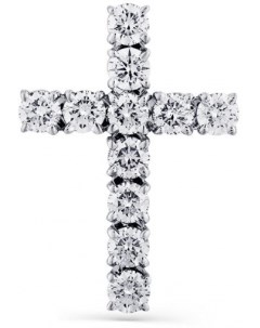 Крестик с 11 бриллиантами из белого золота Мастер бриллиант