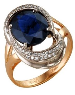 Кольцо с сапфиром и бриллиантами из красного золота Мастер бриллиант