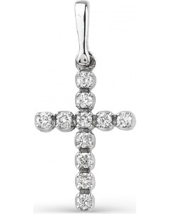Крестик с бриллиантом из белого золота Костромская ювелирная фабрика "алькор"