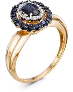 Кольцо с сапфирами и бриллиантами из красного золота Klondike