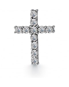 Крестик с 11 бриллиантами из белого золота Костромская ювелирная фабрика "алькор"