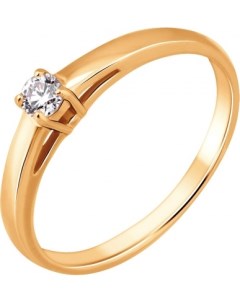 Кольцо с 1 бриллиантом из красного золота Svetlov