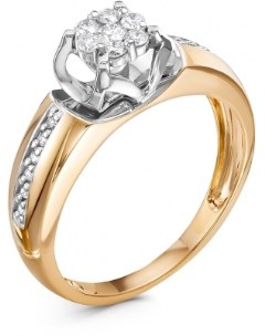 Кольцо с 19 бриллиантами из красного золота Klondike