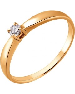 Кольцо с 1 бриллиантом из красного золота Svetlov
