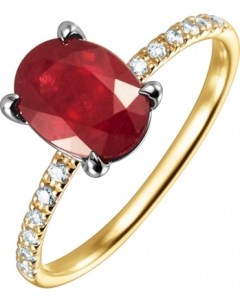 Кольцо с рубином и бриллиантами из жёлтого золота Benks jewelry