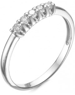 Кольцо с 5 бриллиантами из белого золота Klondike