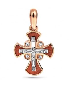 Крестик с 4 бриллиантами из красного золота Kabarovsky