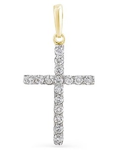 Крестик с 16 бриллиантами из жёлтого золота Мастер бриллиант