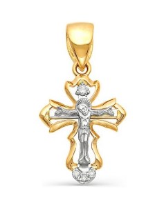 Крестик с 4 бриллиантами из жёлтого золота Мастер бриллиант