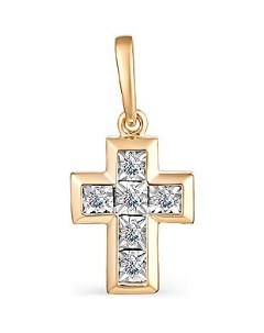 Крестик с 6 бриллиантами из жёлтого золота Мастер бриллиант