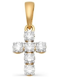 Крестик с 6 бриллиантами из красного золота Мастер бриллиант