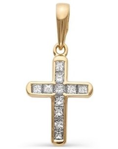 Крестик с 11 бриллиантами из красного золота Мастер бриллиант