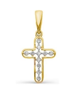 Крестик с 11 бриллиантами из жёлтого золота Мастер бриллиант