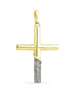 Крестик с 40 бриллиантами из жёлтого золота Мастер бриллиант