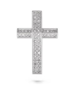 Крестик с 50 бриллиантами из белого золота Kabarovsky