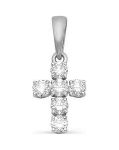 Крестик с 6 бриллиантами из белого золота Мастер бриллиант