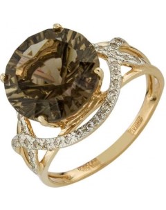 Кольцо с раухтопазом и фианитами из красного золота Aloris