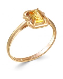 Кольцо с 1 цитрином из жёлтого золота Newgold