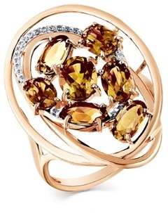 Кольцо с султанитами и фианитами из красного золота Magic stones