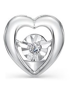 Подвеска Сердце с 1 бриллиантом из белого золота Мастер бриллиант