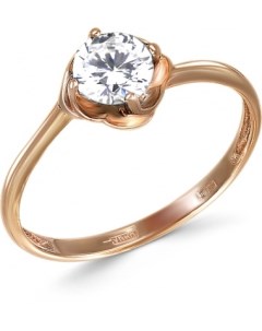 Кольцо с 1 кристаллом swarovski из красного золота Newgold