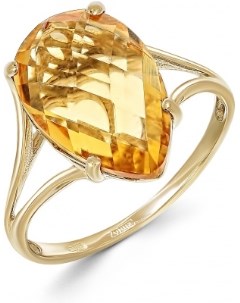 Кольцо с 1 цитрином из жёлтого золота Newgold