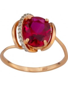 Кольцо с фианитами и рубином из красного золота Aloris