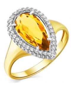 Кольцо с цитрином и фианитами из жёлтого золота Magic stones