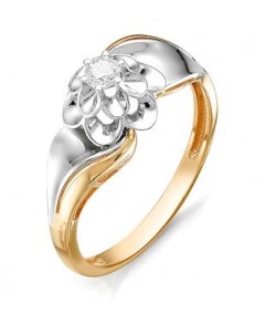 Кольцо Цветок с 1 бриллиантом из красного золота Мастер бриллиант