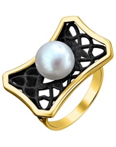 Кольцо с 1 жемчугом из серебра с позолотой Defleur