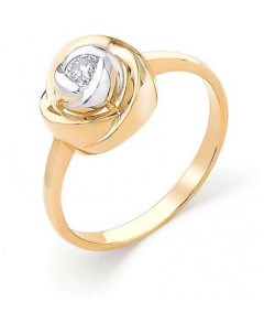 Кольцо Цветок с 1 бриллиантом из жёлтого золота Мастер бриллиант