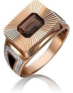 Кольцо с эмалью фианитами и кварцами из красного золота Platina jewelry