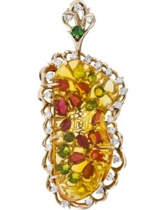 Подвеска с россыпью цветных и драгоценных камней из комбинированного золота 750 пробы Maxim demidov