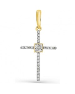 Крестик с 22 бриллиантами из жёлтого золота Мастер бриллиант