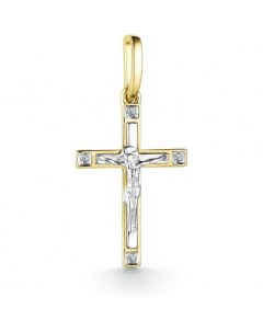 Крестик с 4 бриллиантами из жёлтого золота Костромская ювелирная фабрика "алькор"