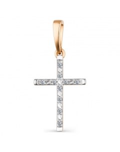 Крестик с 10 бриллиантами из красного золота Костромская ювелирная фабрика "алькор"