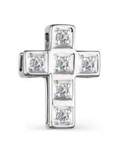 Крестик с 6 бриллиантами из белого золота Костромская ювелирная фабрика "алькор"