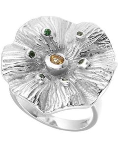 Кольцо с цаворитами и цитрином из серебра Element47