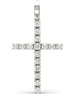 Крестик с бриллиантами сапфиром из белого золота Костромская ювелирная фабрика "алькор"