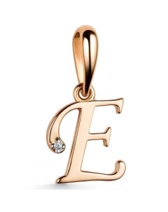 Подвеска буква Е с 1 бриллиантом из красного золота Костромская ювелирная фабрика "алькор"