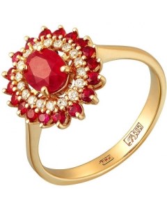 Кольцо с рубинами и бриллиантами из жёлтого золота Aloris