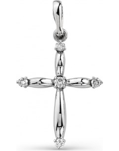 Крестик с бриллиантами из белого золота Костромская ювелирная фабрика "алькор"