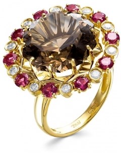 Кольцо с раухтопазом турмалинами и бриллиантами из жёлтого золота Бриллианты костромы