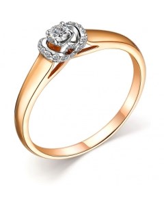 Кольцо с 21 бриллиантом из красного золота Костромская ювелирная фабрика "алькор"