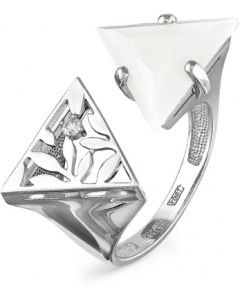 Кольцо с агатом и бриллиантом из белого золота Kabarovsky