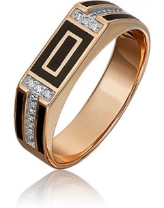 Кольцо с эмалью и фианитами из красного золота Platina jewelry