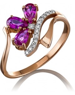 Кольцо с рубинами и бриллиантами из красного золота Platina jewelry
