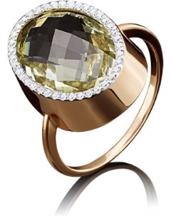 Кольцо с фианитами и кварцами из красного золота Platina jewelry
